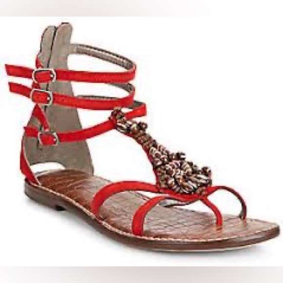 Sam Edelman Shoes - Sam Edelman Giada Beaded Leather Sandals Gladiator Zippered Back Women’s Shoes